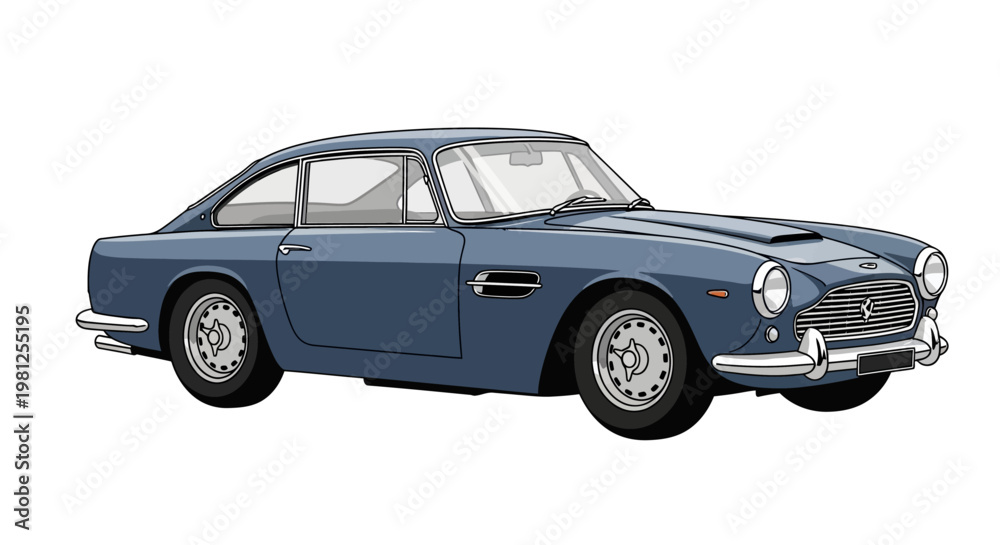 Fototapeta premium Classic Blue Vintage Luxury Sports Car.
