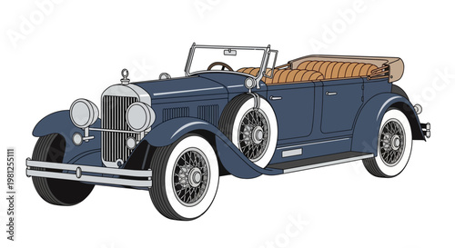 Vintage Blue Convertible Car Model.