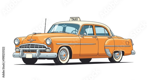 Vintage Orange Taxi Cab Car.