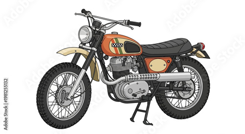 Vintage Orange Motorcycle with Black Seat.