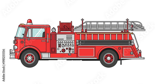 Red Fire Truck Emergency Response Vehicle.