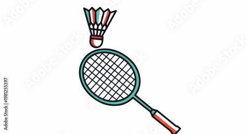 Cartoon badminton racquet and shuttlecock