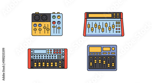 Audio Mixers Line art vector simple abstract decorative