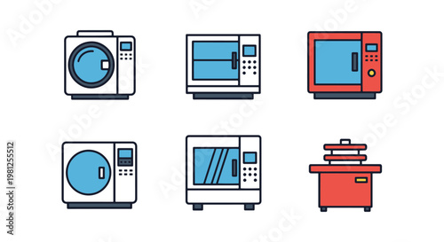 Autoclave Line art vector set simple abstract creative illustration