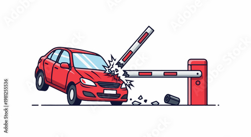 Car crashes into barrier, breaking it