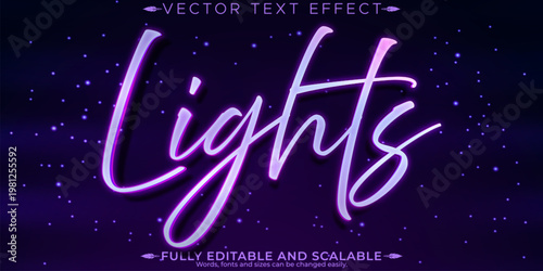 Light editable text effect, editable shiny and glow text style