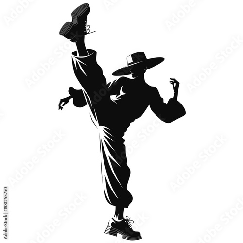 Martial arts, kickboxing, silhouette illustration, black vector, sports graphics, fighting, martial arts pose