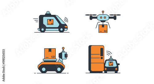 Autonomous Vehicle Delivery abstract modern minimal vector