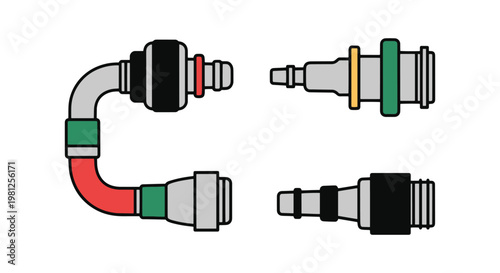CNG hose connector Line art creative abstract design illustration