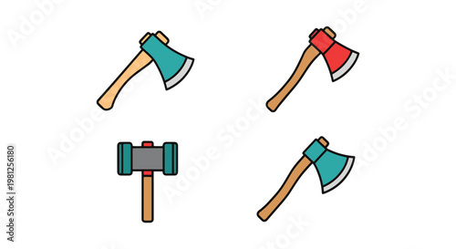 Axe Line art vector set clean abstract creative