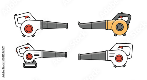 Battery Leaf Blower Line art abstract minimal modern illustration