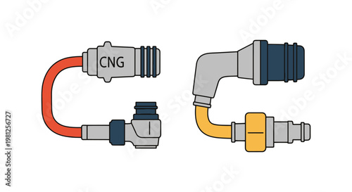 CNG hose connector Line art modern simple illustration vector