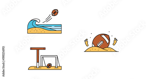 Beach Football Line art vector creative clean shapes