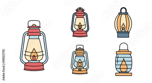 Beach Lantern Line art vector creative abstract