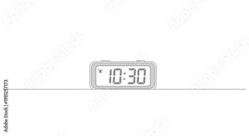 Digital alarm clock showing 10:30 on isolated white background vector
