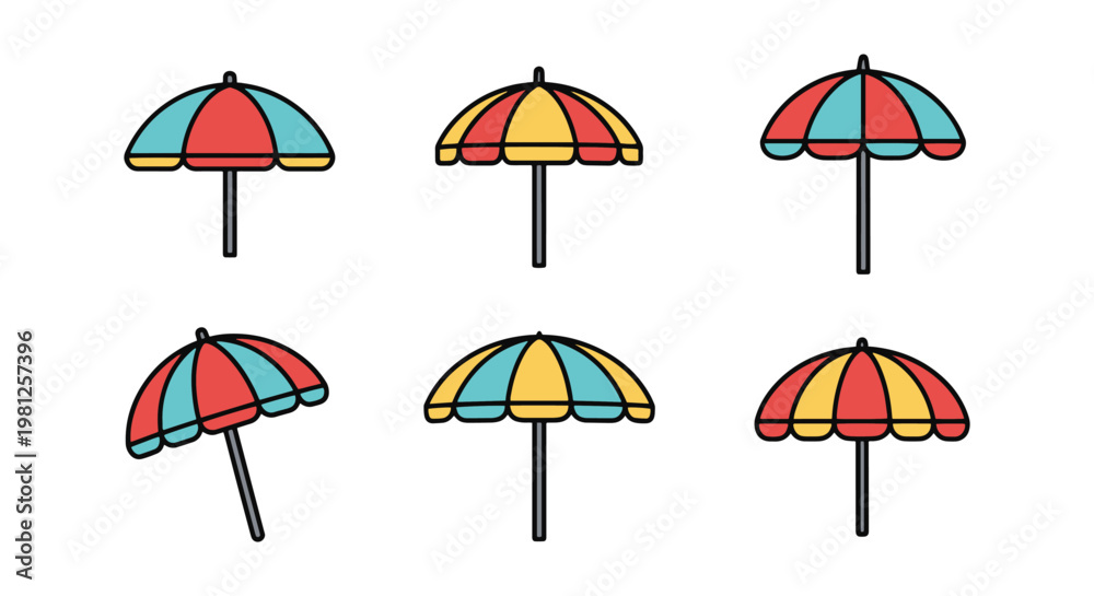 Obraz premium Beach Umbrella Line art vector creative color shapes illustration