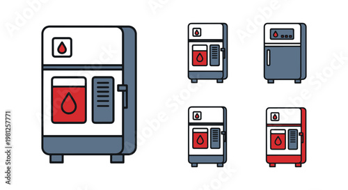 Blood Bank Refrigerator Line clean simple shapes illustration