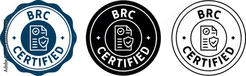 BRC Certified Badge Icons Set for Food Safety and Quality Assurance Compliance Labels