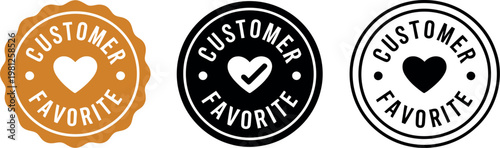 Customer Favorite Badge Icons Set – Vector Labels for Best Seller, Top Rated, Popular Product Endorsement