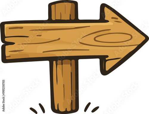 Wooden Signpost with Right Arrow.