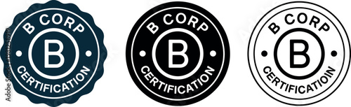 B Corp Certification Badge Icons Set – Vector Emblems for Sustainable Business Branding and Corporate Responsibility
