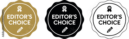 Editor's Choice Badge Set in Gold, Black, and White for Premium Award and Certification Design