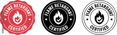 Flame Retardant Certified Badge Set – Vector Safety Labels for Fire Resistant Products and Materials