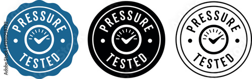 Pressure Tested Badge Set – Quality Assurance Seal Icons in Blue and Black Vector Design