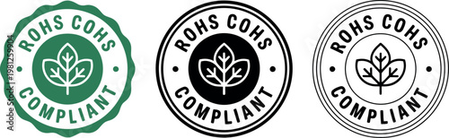 ROHS Compliant Badge Set Vector Icons for Eco-Friendly Electronics and Product Certification Labels