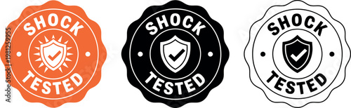 Shock Tested Badge Icons Set – Certified Quality Guarantee Labels for Product Safety and Durability