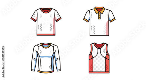 Breathable Shirt Line art modern color shapes illustration