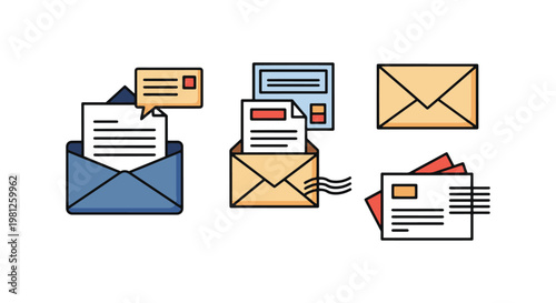 Airmail Line art vector set minimal pattern abstract