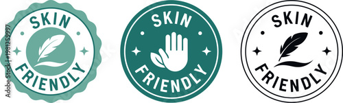 Skin Friendly Badge Icons Set for Cosmetic and Personal Care Product Labels, Vector Illustration