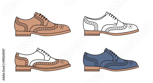 Brogues Line art vector set abstract simple design