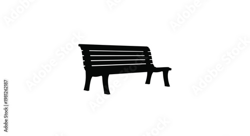 Simple black bench against a white background a stark silhouette
