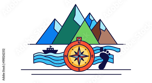 Navigation compass with star center.