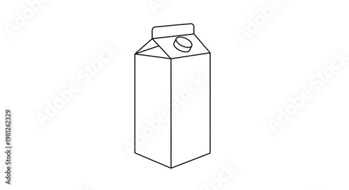 Simple line drawing of a milk carton minimalist black outline silhouette