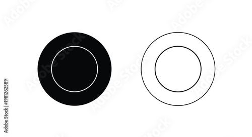 Two concentric circles one black and one white in silhouette