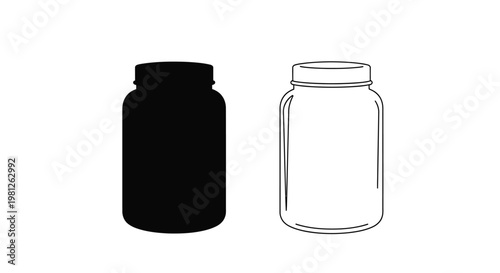 Two mason jars one dark and one light in a striking silhouette