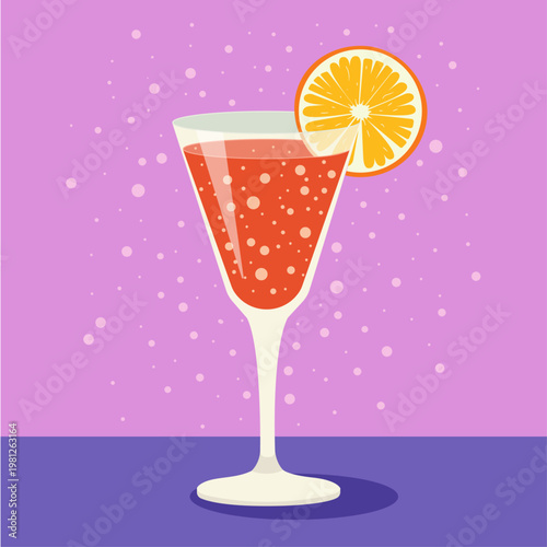 Illustration of a cocktail with an orange slice	
