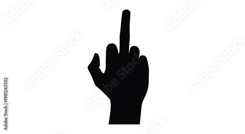 A black silhouette of a hand giving the middle finger silhouette