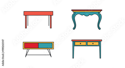 Console Table Line art vector abstract simple creative illustration