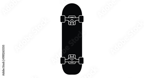 Black skateboard with trucks and wheels a striking silhouette