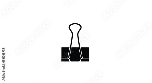 Simple black binder clip icon against a white background silhouette