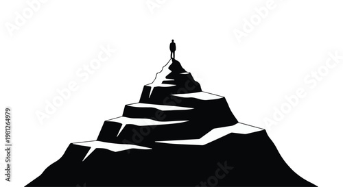 man standing on top of mountain success concept