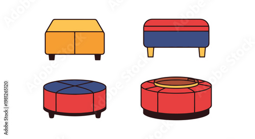 Coffee Table Ottoman Line art clean abstract color pattern