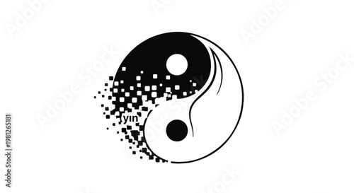 Yin yang symbol with particles illustration