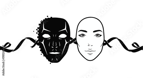 split personality masks dual identity concept