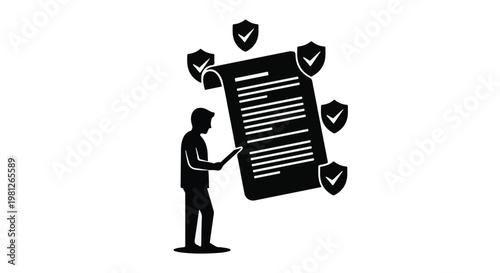 man holding a secure document with check marks