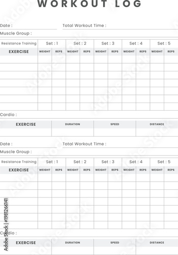 Daily Workout Planner Template Fitness Schedule Tracker Printable